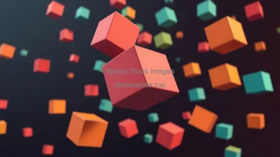 3D abstract cubes floating in space