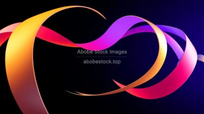 3D abstract ribbons twisting in space
