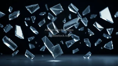 3D floating shards of translucent glass