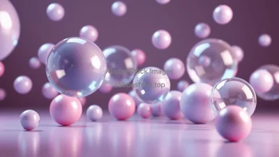 3D glossy spheres floating in a soft light environment