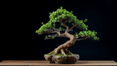 A bonsai tree shaped with perfect precision