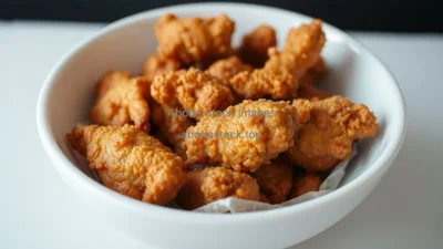 A bowl of golden crispy fried chicken