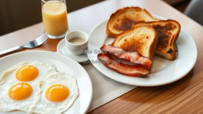 A breakfast table with eggs