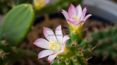 A cactus flower blooming unexpectedly