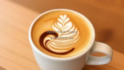 A cappuccino with detailed foam art