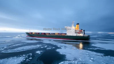 A cargo ship stuck in newly formed Arctic shipping lane open water climate shift