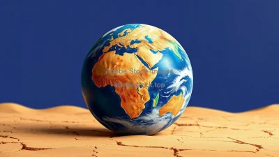 A classroom globe half blue half cracked desert representing Earth conceptual still life