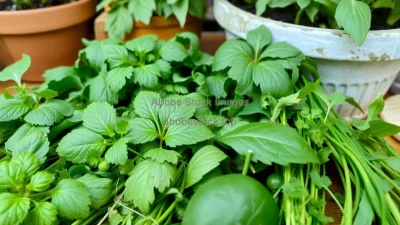 A collection of garden herbs arranged on a table