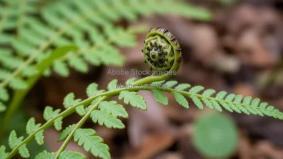 A fern leaf unfurling in early spring