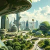 A futuristic eco-city powered by renewable energy
