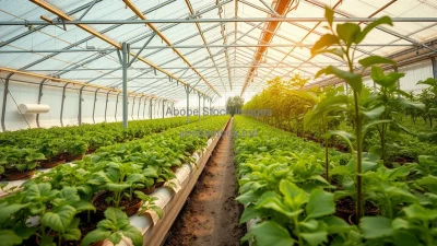 A greenhouse full of experimental drought resistant crops scientific realism