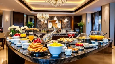 A luxurious breakfast buffet at a hotel