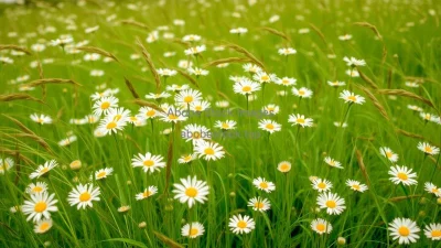 A meadow of daisies swaying in the wind