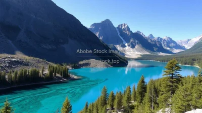 A mountain lake filled with crystal turquoise water