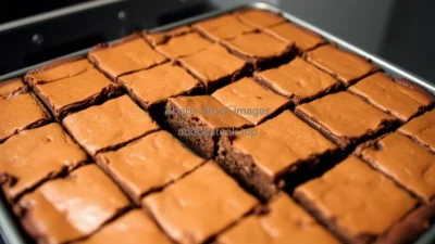 A pan of brownies cut into perfect squares
