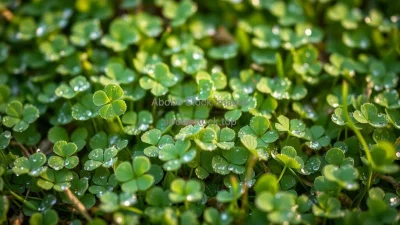 A patch of clover covered in morning dew