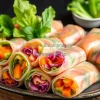 A platter of colorful fresh spring rolls