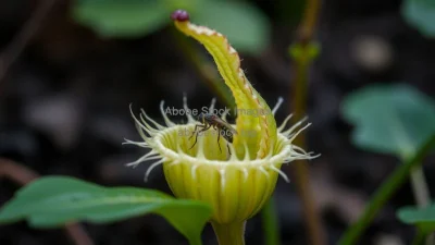 A rare carnivorous plant capturing an insect