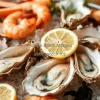 A seafood platter with oysters