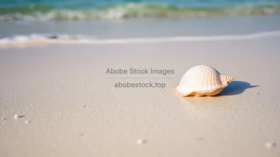 A seashell lying on a pristine beach