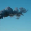 A smokestack emitting thick black pollution into an otherwise clear blue sky industrial photography