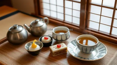 A traditional Japanese tea ceremony with sweets