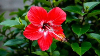 A tropical hibiscus plant with large petals