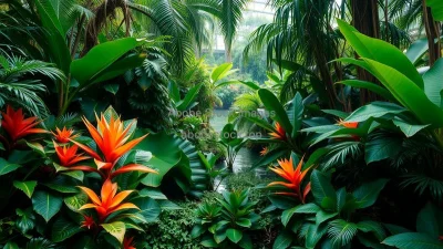 A tropical jungle filled with exotic plants