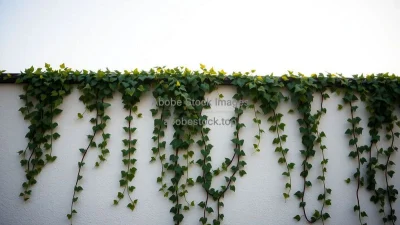 A wall of hanging ivy in soft afternoon light