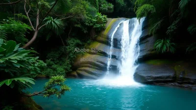 A waterfall surrounded by untouched jungle