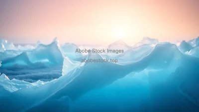 Abstract ice formations glowing in soft light