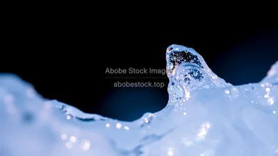 Abstract macro of frozen ice structure glowing softly