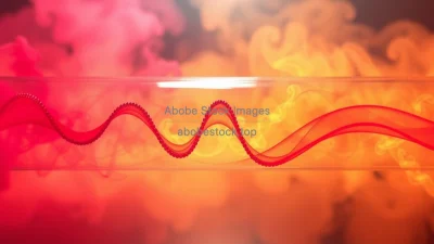Acoustic standing waves inside a tube visualized with colored smoke and sound nodes high detail