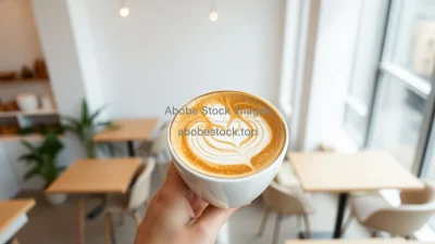 Almond milk cappuccino with latte art