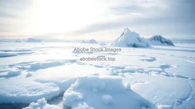 Arctic landscape with frozen textures and soft lighting
