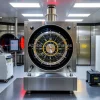 Atomic clock laboratory with lasers mirrors and vacuum chambers extremely precise equipment