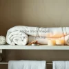 Bathroom shelf with folded towels