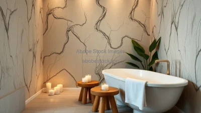 Bathroom with monstera