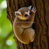 Bushbaby clinging to tree trunk