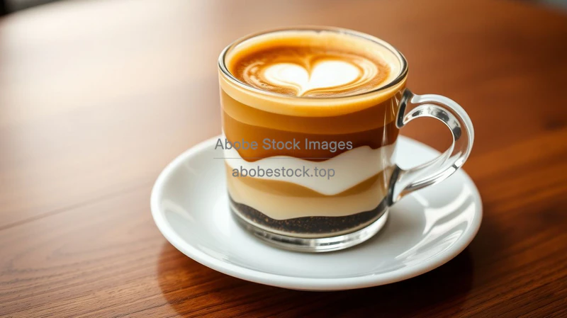 Café bombón with sharp milk and espresso layers