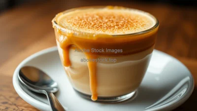 Caramel brulee latte with caramelized sugar top