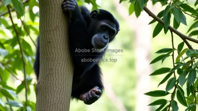 Chimpanzee climbing a tree