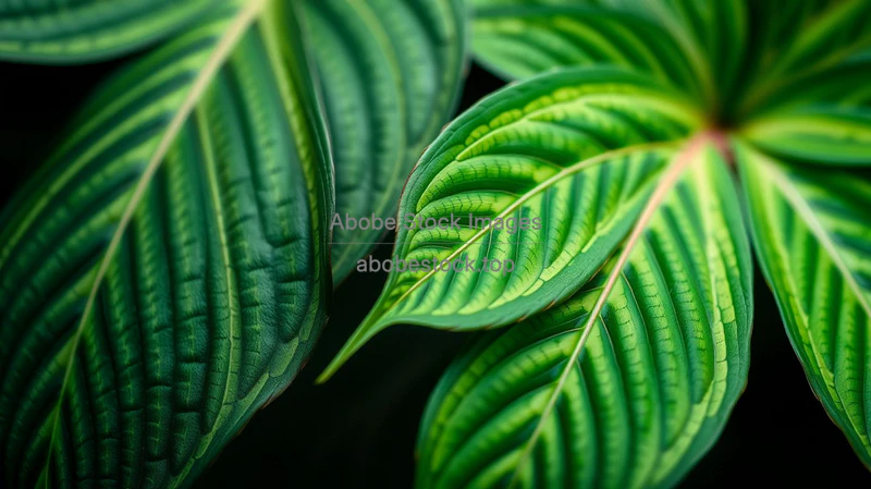 Close up of calathea leaves with intricate patterns