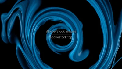 Close up of vortex rings in fluid dyed blue against black background high speed photography