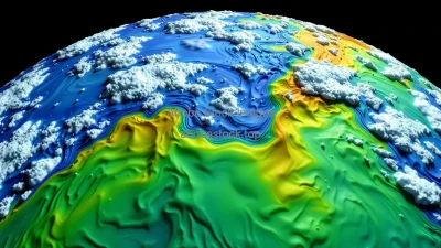 Complex 3d simulation of climate modeled by physical equations of atmosphere and ocean sciences