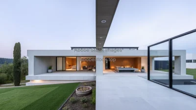 Concrete and glass home with minimalist interior