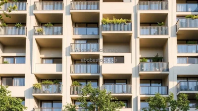 Contemporary apartment block with recessed balconies