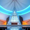 Contemporary church with abstract geometric design