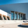 Contemporary civic center with bold geometry