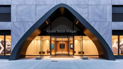 Contemporary metro entrance with sculptural form